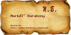 Markó Barakony névjegykártya